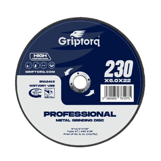 Picture of Metal Grinding Disc D/C - 230x6.0x22 Professional Griptorq [10]